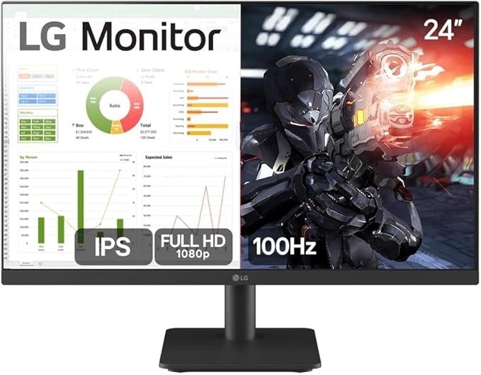 Monitor Gamer LG 24" FHD, IPS, 100Hz, HDMI, Anti-Reflexo, 24MS500-B