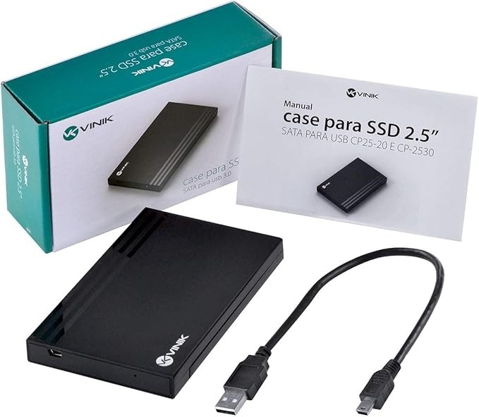 Case HD Externo Vinik  2.5″ USB 2.0 Plástico Preto Cp25-20 Cod: 34232