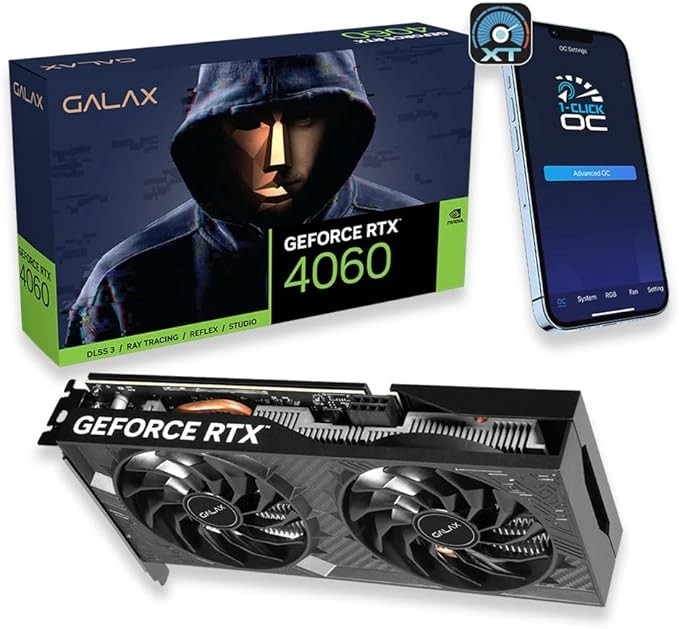 Placa de Video PCIE Galax 8GB GeForce RTX 4060 OC 128 Bits GDDR6 46NSL8MD9NXV