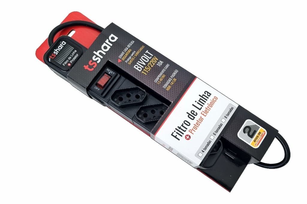 Filtro de Linha TS Shara 4 Tomadas + Protetor 1,5M Cod: 552