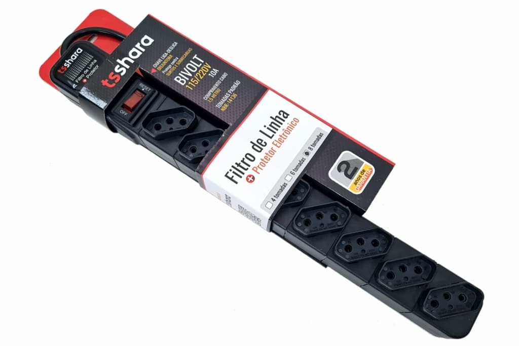 Filtro de Linha TS Shara 8 Tomadas + Protetor 1,5M Cod: 556