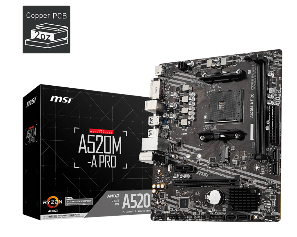 Placa Mãe MSI  A520M-A PRO  AMD AM4