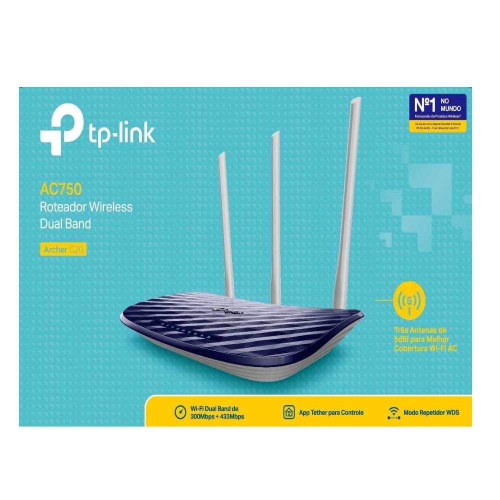 Roteador TP-Link Archer C20 AC750 433+300Mbps