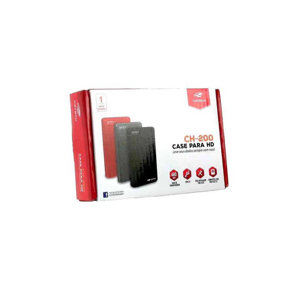 Case HD Externo 2,5" C3 Tech Preto CH-200BK USB 2.0