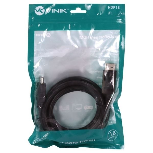 Cabo DisplayPort  X HDMI 1.4V 1,8M  VINIK - HDP18