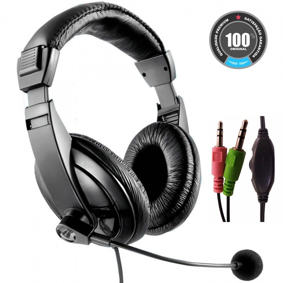 Headset c/ microfone P2 PH049 Multilaser Giant Preto  