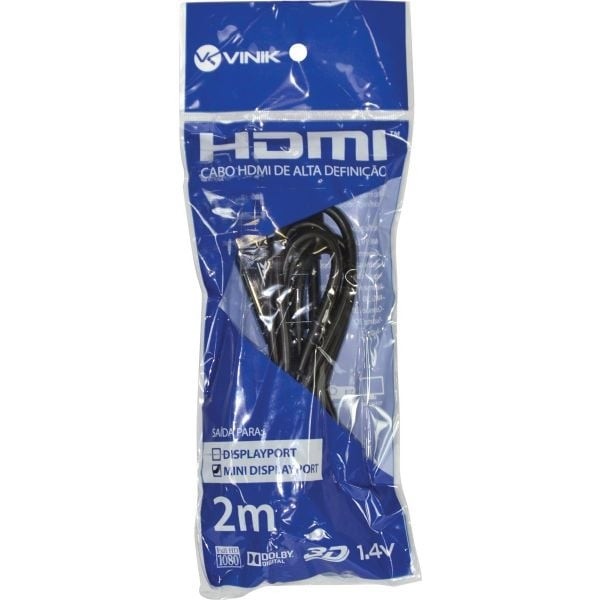 Cabo Mini DisplayPort 1.1 x HDMI 1.4v Vinik 2M HMDP-2 COD: 23537   