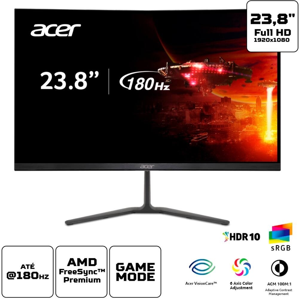 Monitor Gamer Acer Led 23,8" KG241Y FHD 180Hz UM.QX1AA.306  