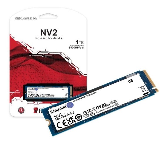 HD SSD 1TB M.2 Kingston NVMe 2280 Leitura: 3500MB/s e Gravação: 2100MB/s Cod: SNV2S/1000G    