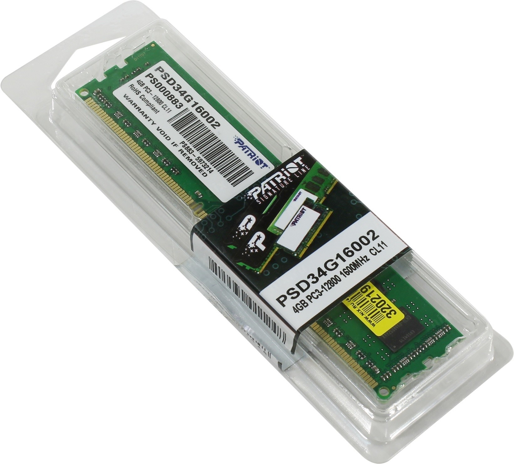 Memoria Patriot 4GB DDR3 1600 Mhz PSD34G16002    