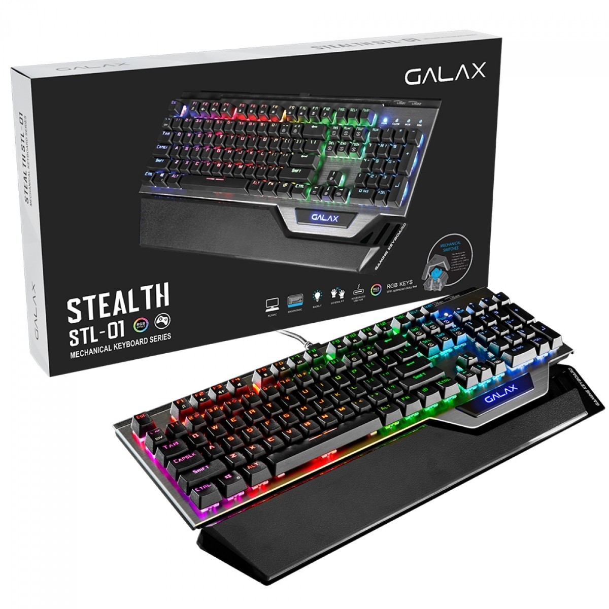 Teclado Mecanico Gamer Galax RGB Stealth STL- 01 Cod: KGS0114T1RG1BSL0