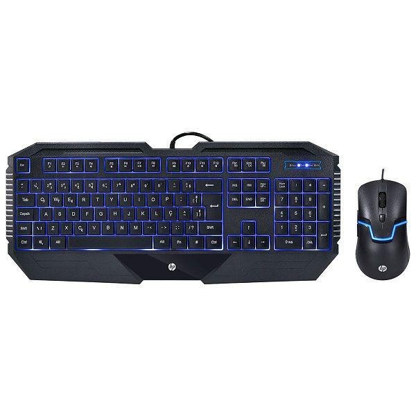 Teclado e Mouse Hp USB Gamer GK1100 Led Azul Cod: 7JH30AA#AC4