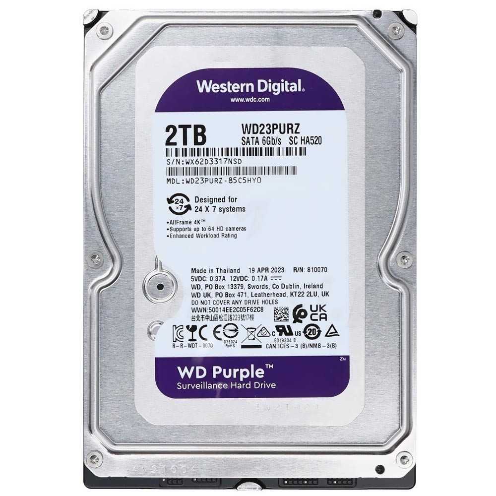 HD 2 TB Western Digital Purple Surveillance Sata III  WD23PURZ