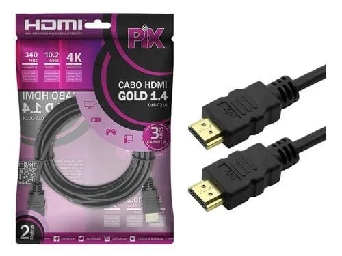 Cabo HDMI PIX 2M Versão 4K 15 Pinos Cod: 018-0214
