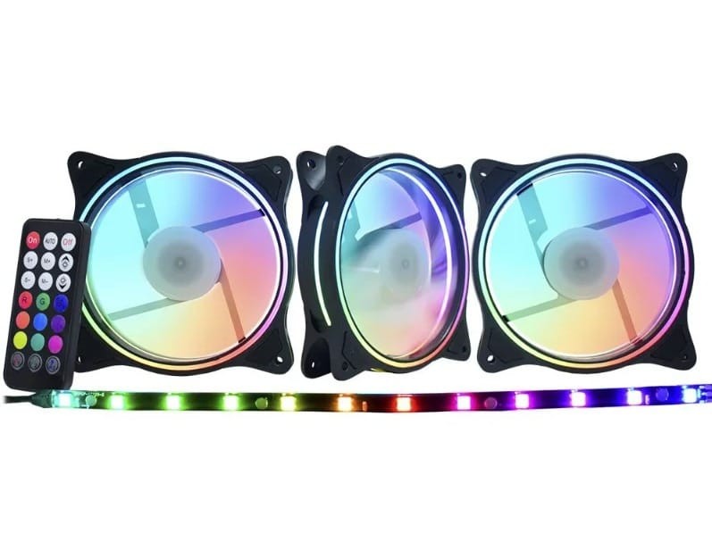 Kit Cooler KMEX AKAAF1 ARGB Com 3 Fans 120X120X25MM + Controle remoto